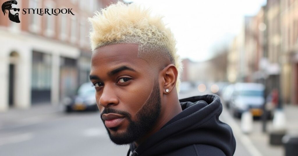 Bleached Mohawk Burst Fade Haircut