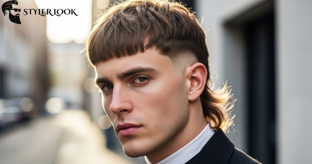 Mullet with Blunt Bangs and Fade