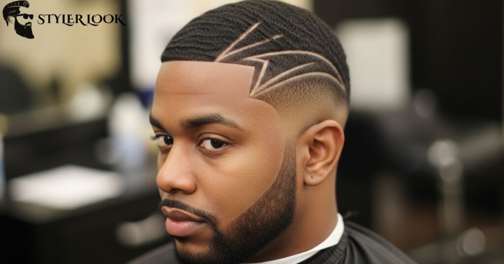 Mid Temp Fade with Line Design Haircut