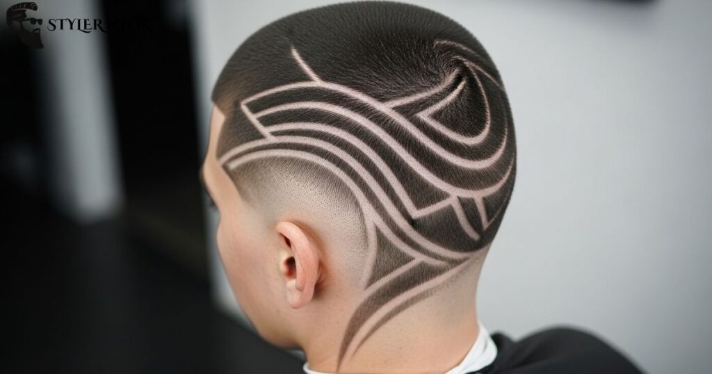 Buzz Cut with Artistic Lines