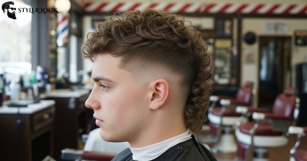Curly Burst Fade Mullet