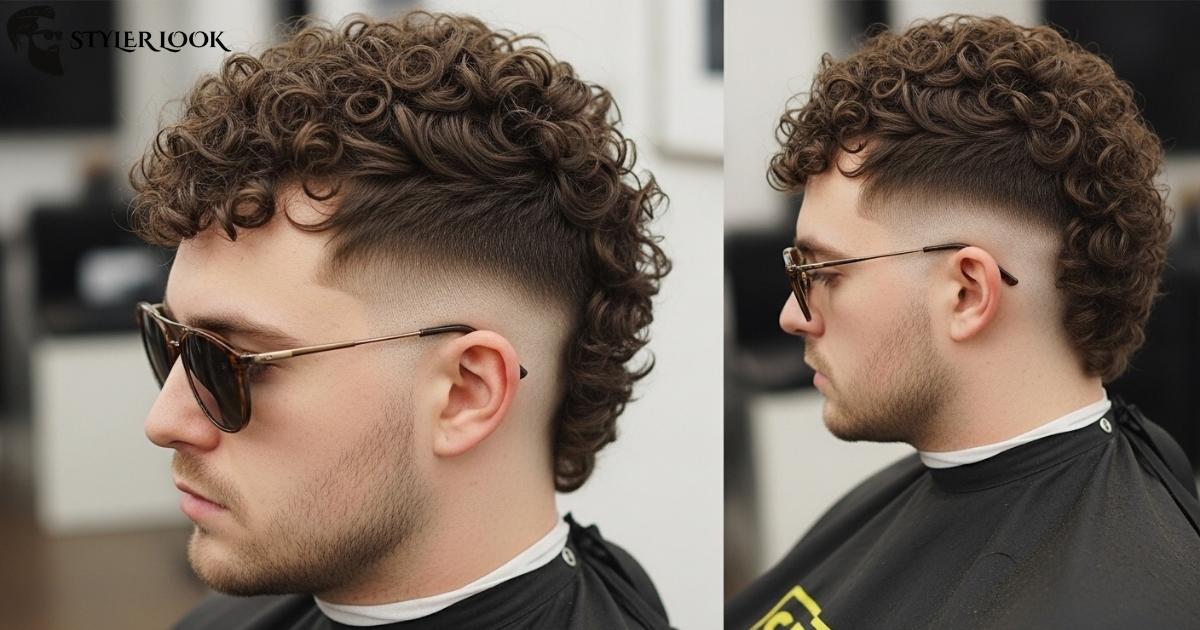 Curly Taper Fade Mullet