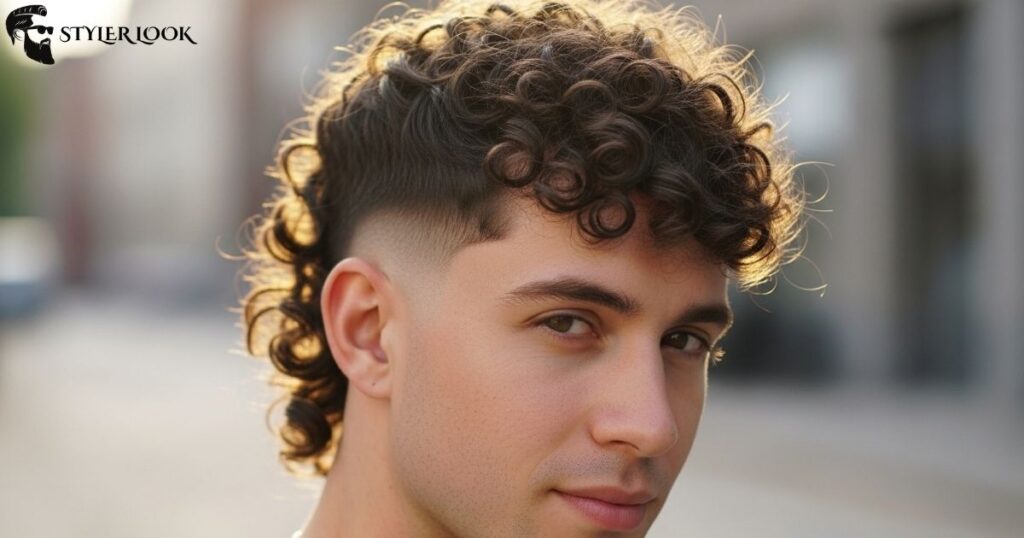 Curly Taper Mullet with Highlights