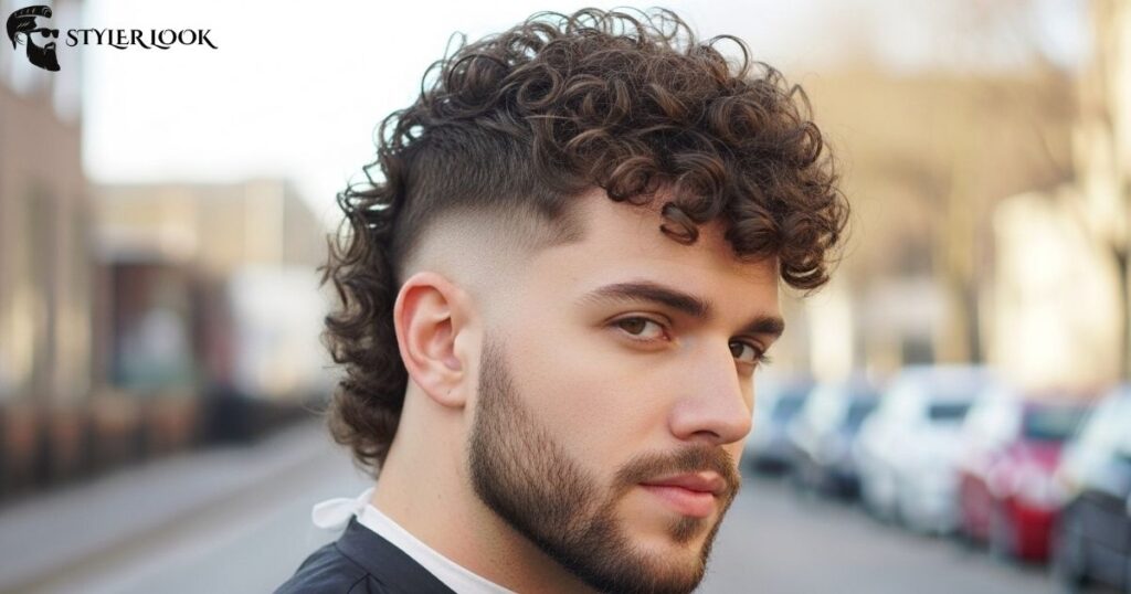 Curly Undercut Mullet with Fade