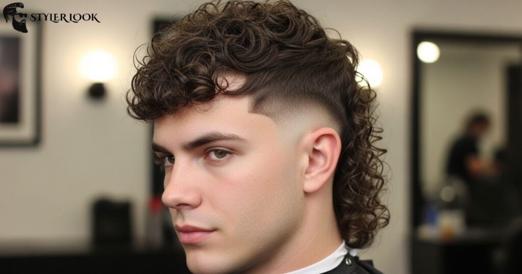Low Taper Fade Curly Mullet