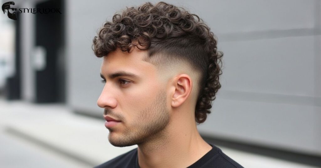 Short Curly Taper Fade Mullet