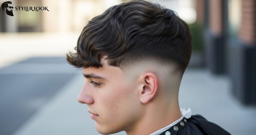 Wavy Low Taper Fade with Textured Fringe