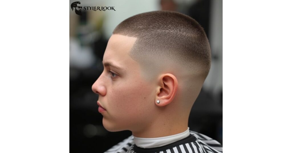 Buzz Cut with Hard Part and Taper