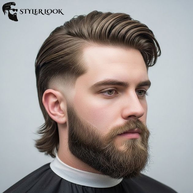 Curtains with Beard Fade Hair Cut