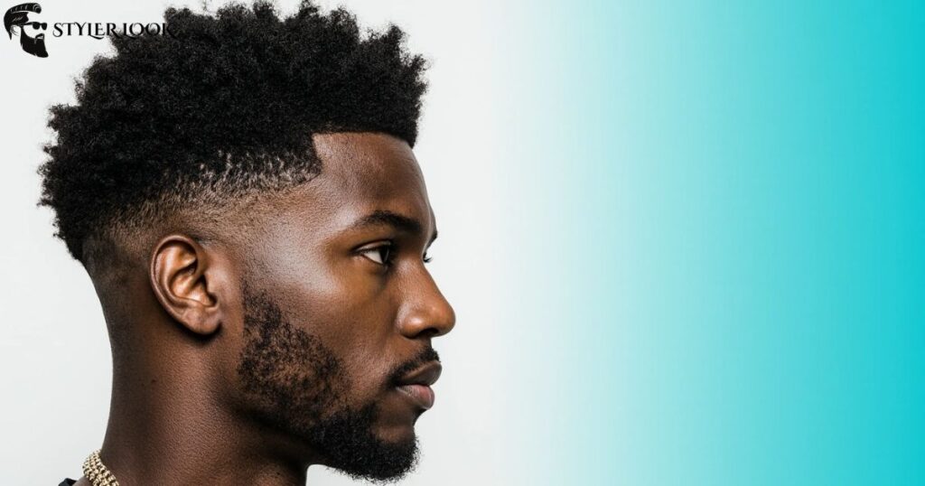 Low Fade Afro with Part