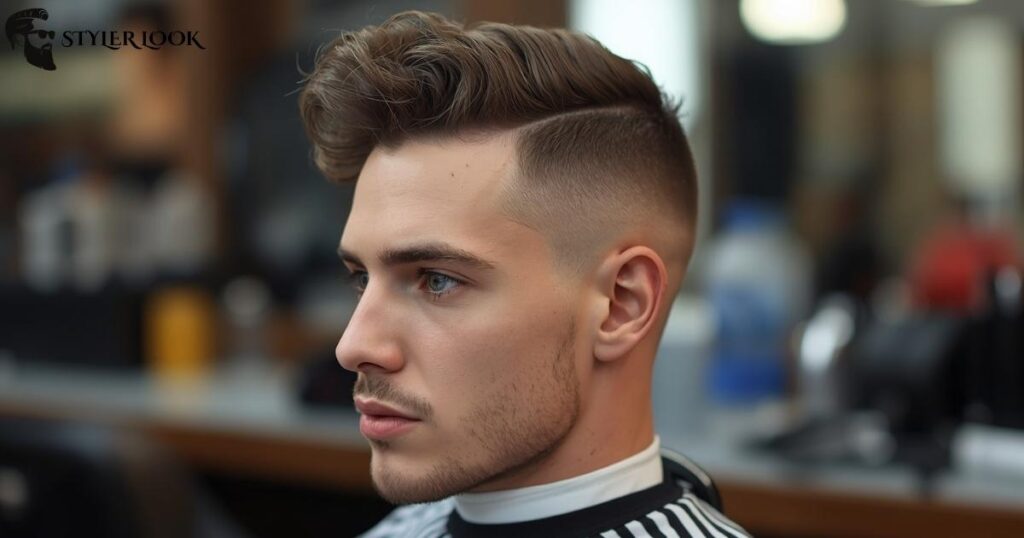 Low Taper Curly Side-Swept