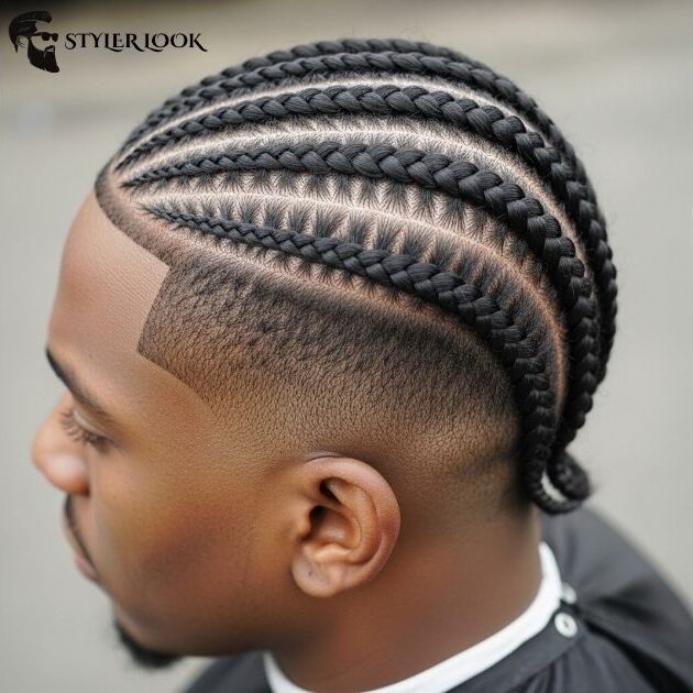 Low Taper Fade Black Cornrows