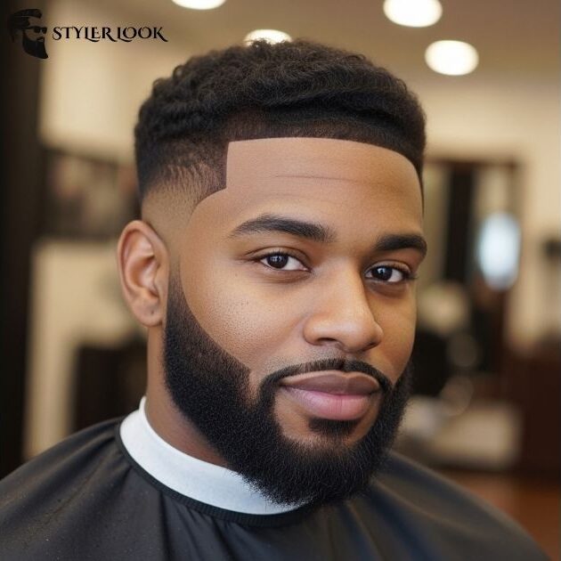 Low Taper Fade Black Haircut with Beard