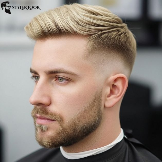 Low Taper Fade Blonde Hair mit Bart