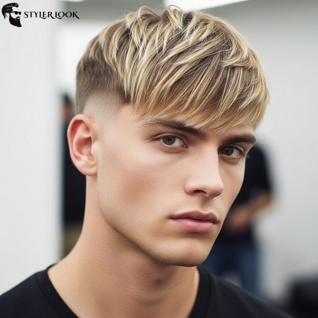 Low Taper Fade Blonde Hair mit Pony