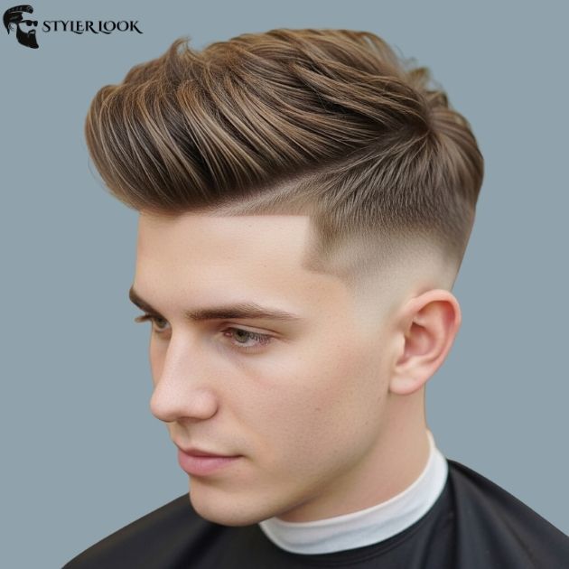 Low Taper Fade Fluffy Hair With Middle Part