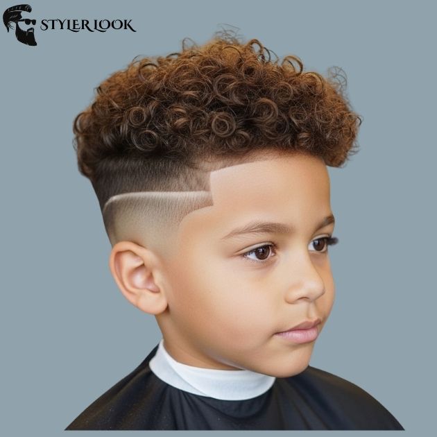 Low Taper Fade For Kids with Curly Hair