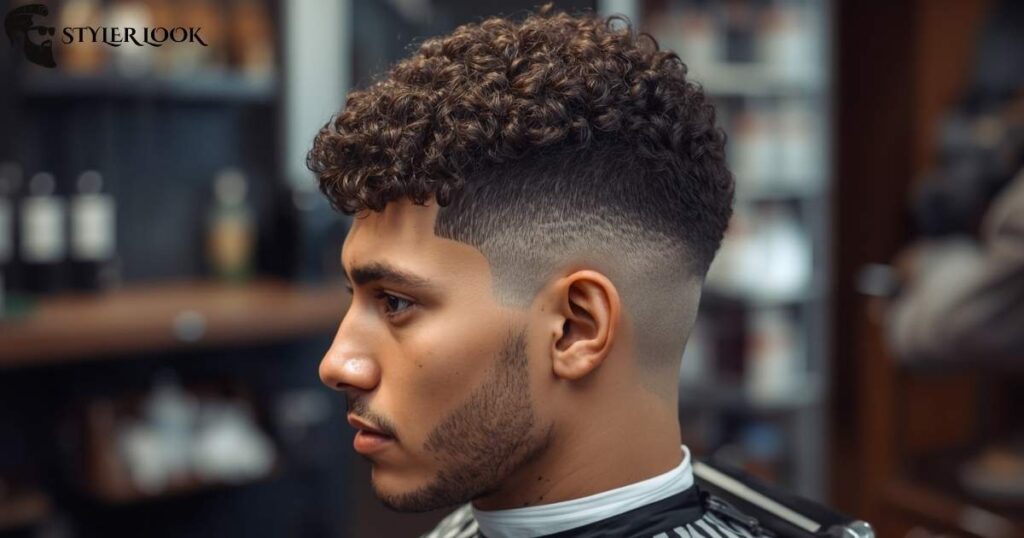 Low Taper Fade Fringe Curly Hair