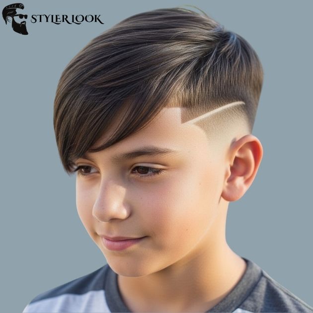 Low Taper Fade Kids with Fringe with Side Part