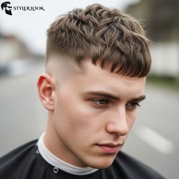 Low Taper Fade Messy French Crop