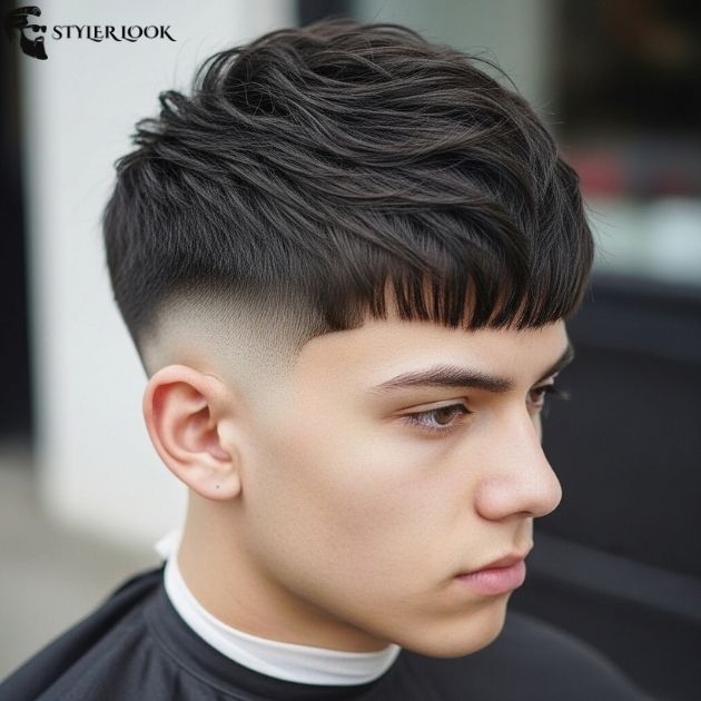Low Taper Fade Straight Hair Textured Fringe