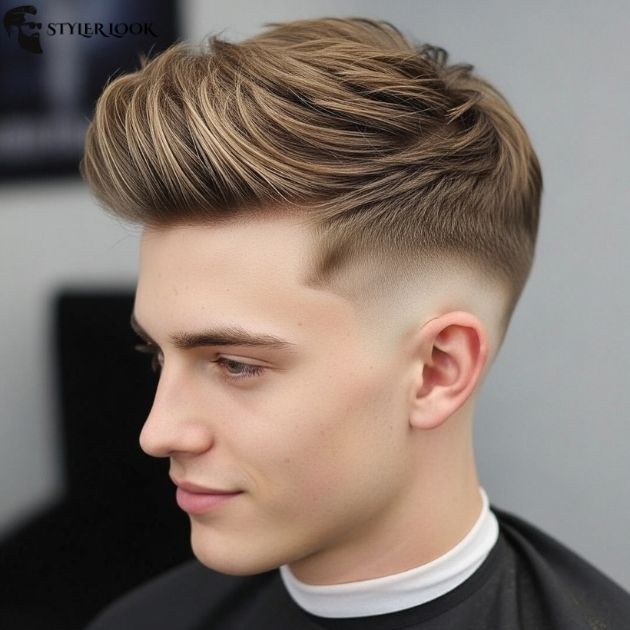 Low Taper Fade Textured Fringe Blowout