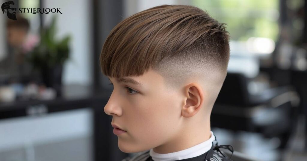 Low Taper Fade Thick Fringe