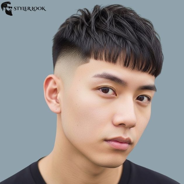 Low Taper Fade with Asian Fringe