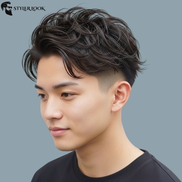 Low Taper Fade with Asian Messy Hair