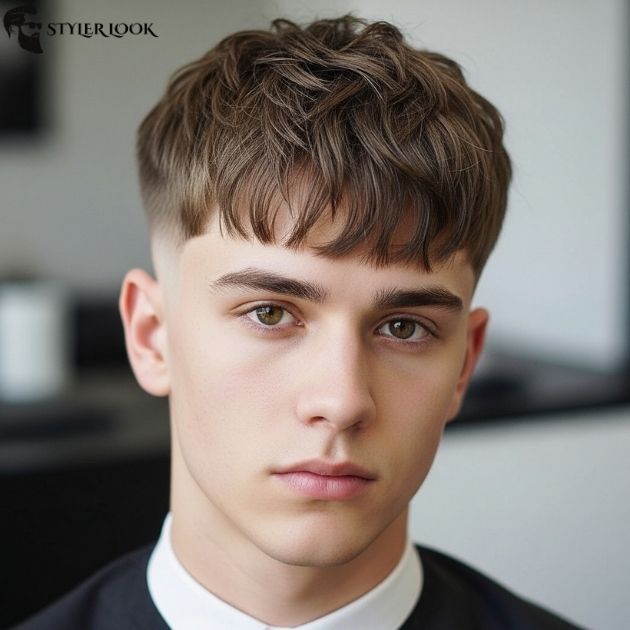 Low Taper Fade with Messy Fringe