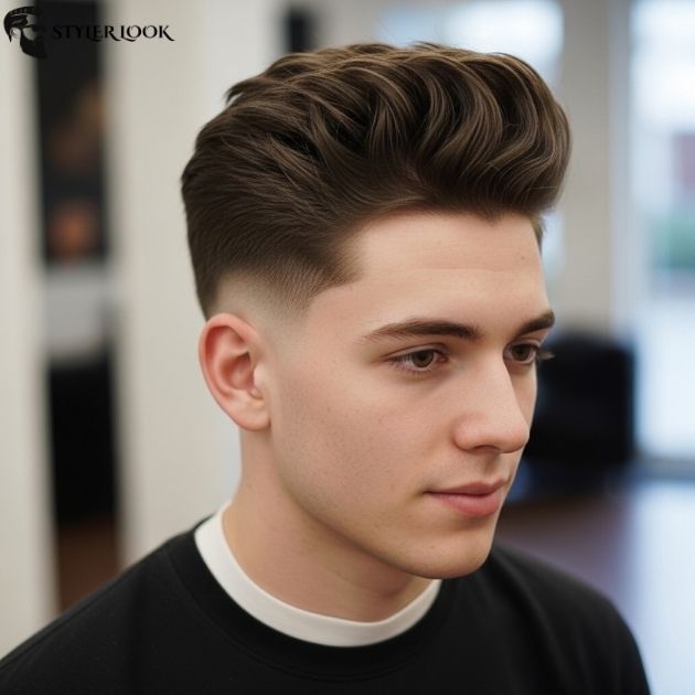 Low Taper Fade with Messy Pompadour