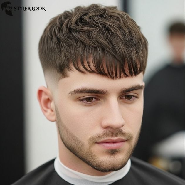 Low Taper Fade with Textured Fringe Haircut