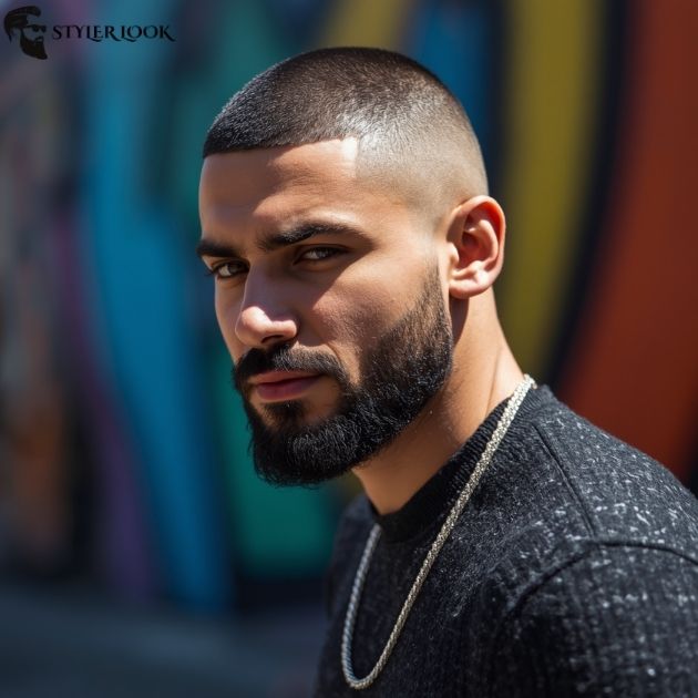 Buzz Cut with Beard and Burst Fade
