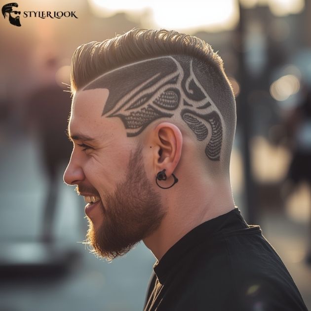 Buzz Cut with Hair Design Burst Fade