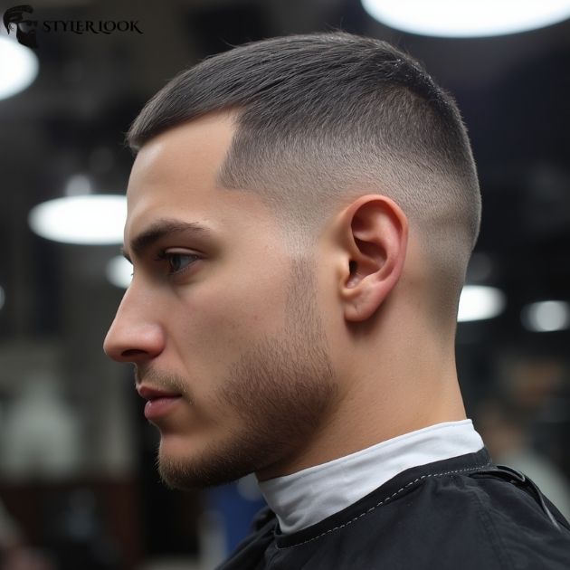 Buzz Cut with Line Up and Burst Fade
