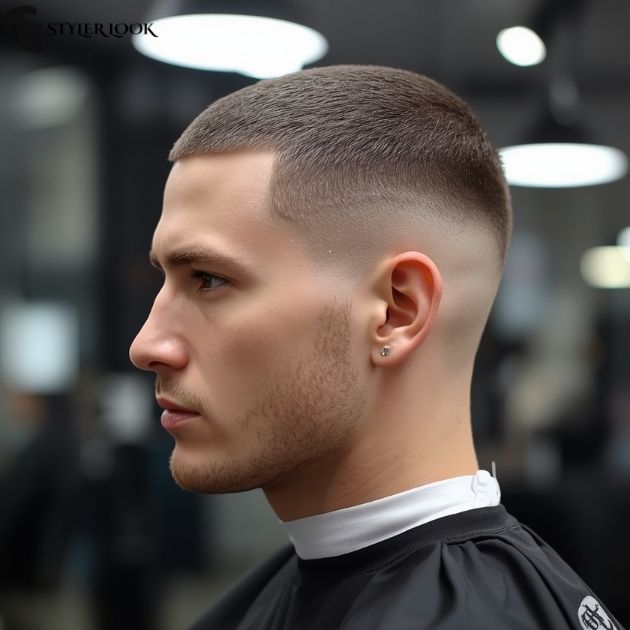Buzz Cut with Surgical Line Burst Fade
