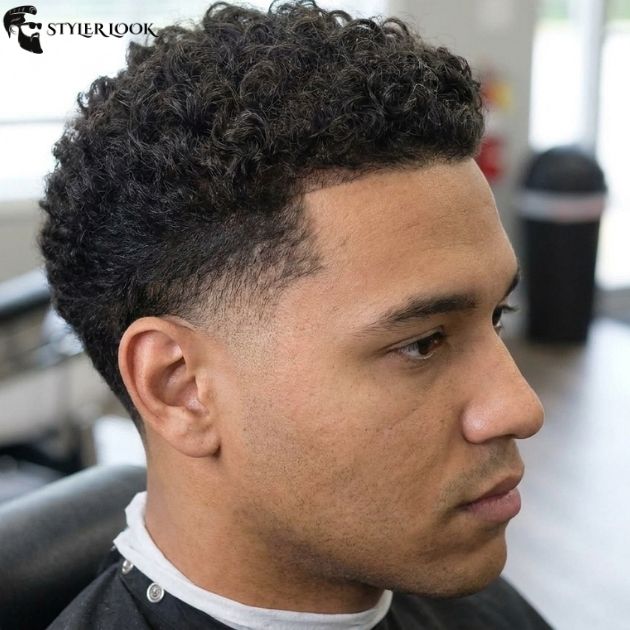 Curly Contours Burst Fade Haircut