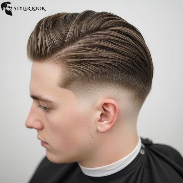Low Taper Fade Slick Back with Texture
