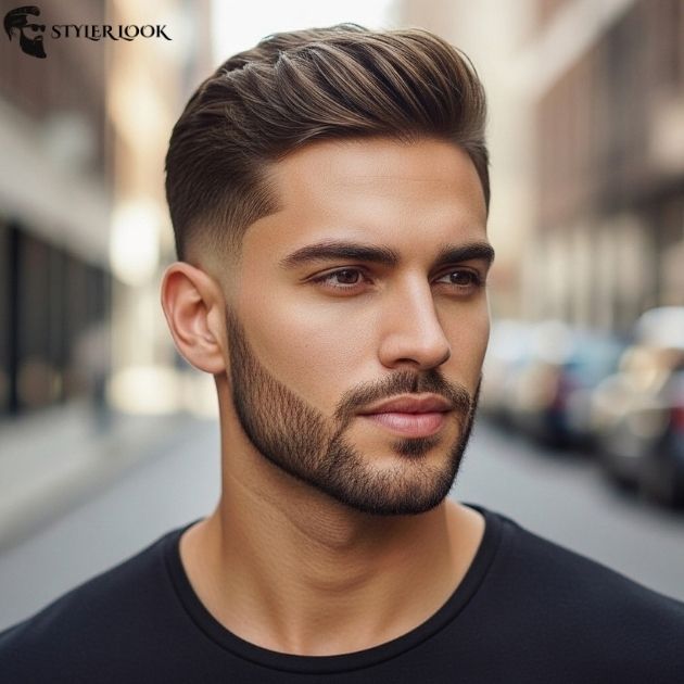 Low Taper Fade with Beard and Short Top