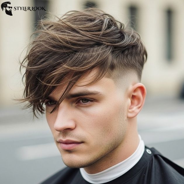Low Taper Fade with Messy Long Hair