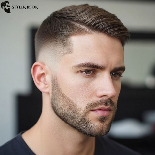 Low Taper Fade with Stubble Beard
