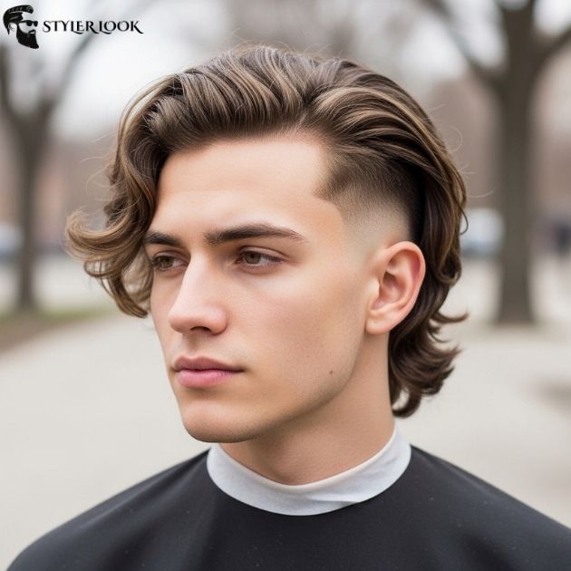 Low Taper Fade with Wavy Long Hair