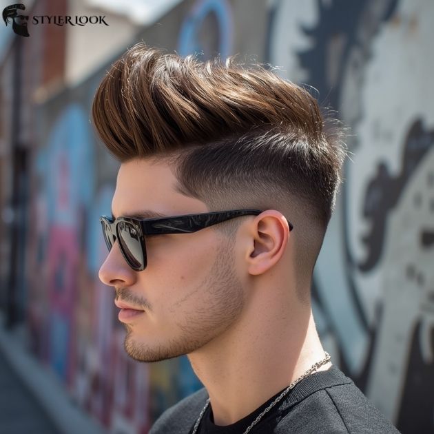 Quiff for Thick Hair with Low Taper Fade