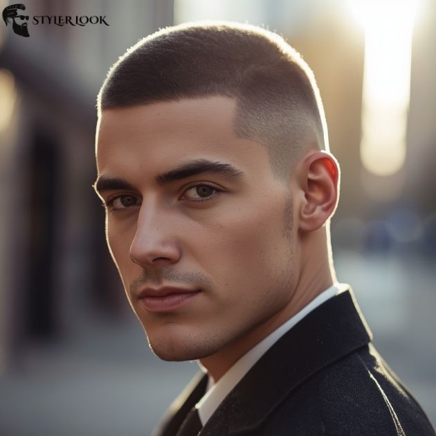 Straight Hair Burst Fade Buzz Cut