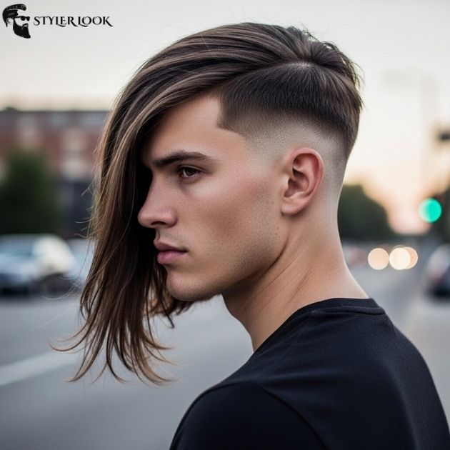 Straight Low Taper Fade with Long Hair
