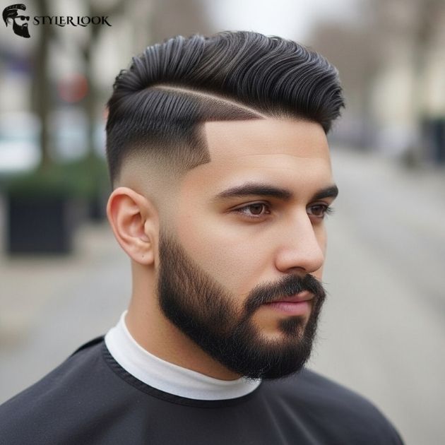 Taper Fade with Beard and Side Part