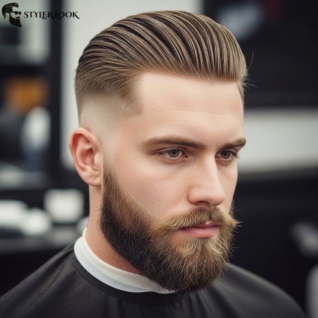 Taper Fade with Beard and Slick Back