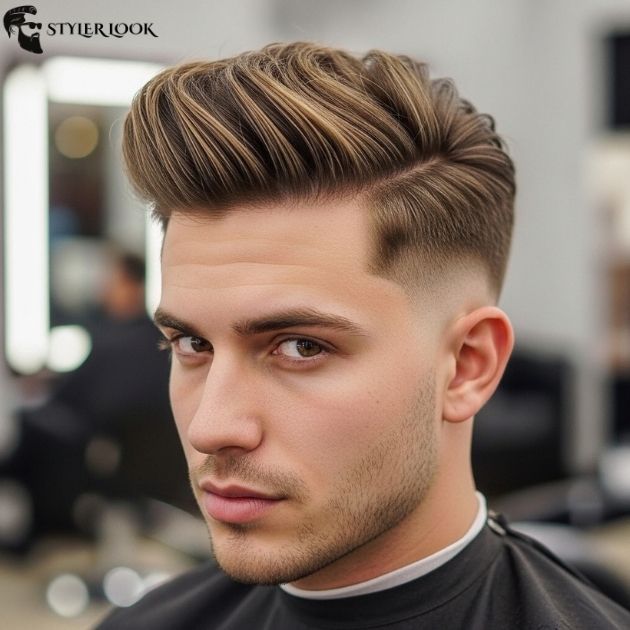 Taper Fade with Long Hair Blowout