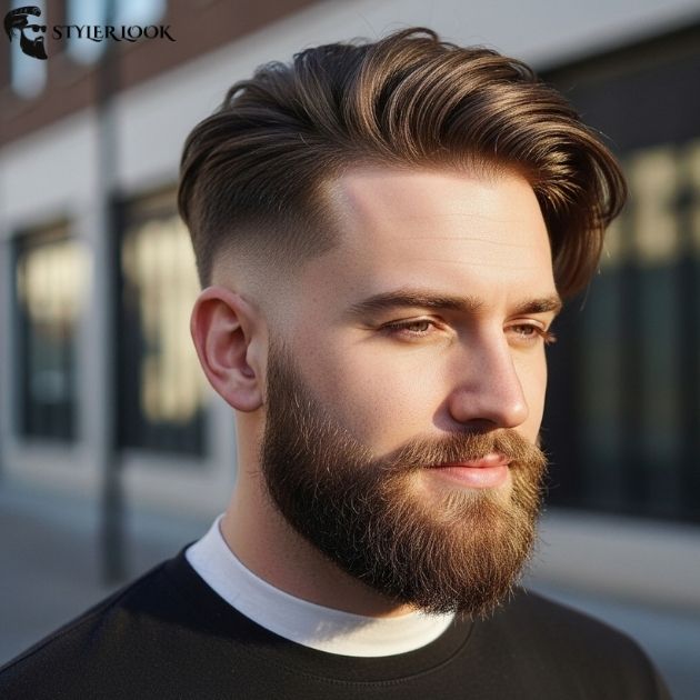 Taper Fade with Long Hair and Beard